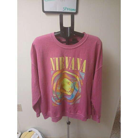Other - Nirvana Sweatshirt Mens Size Medium Pink OVERSIZED Fit 90s Grunge Band Retro‎